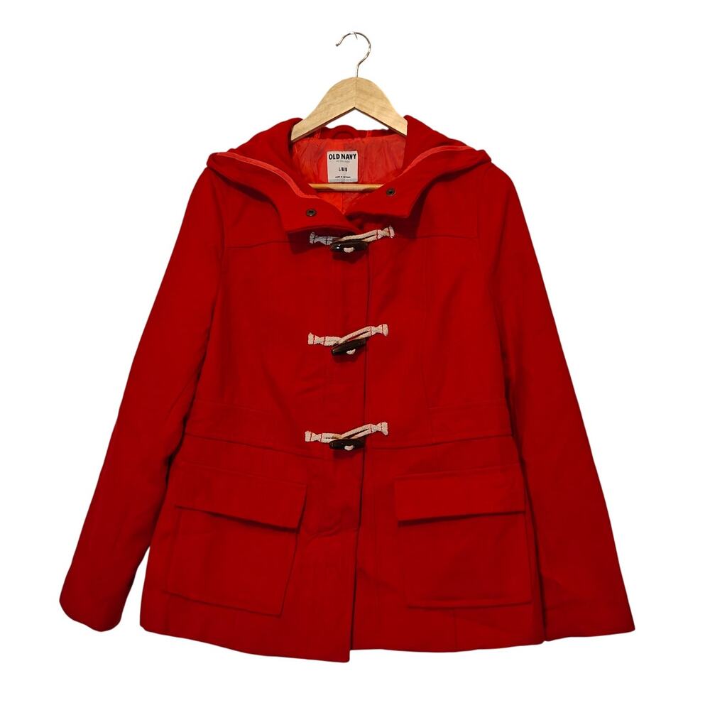 Old Navy Red Hooded Toggle Duffle Coat Jacket Women’s Large